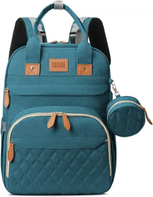 Large Diaper Backpack with Changing Station, Unisex, Lightweight Waterproof Diaper Bag with Insulated Pockets and USB Charging Port, Cyan