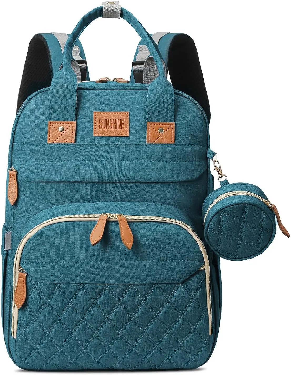 Large Diaper Backpack with Changing Station, Unisex, Lightweight Waterproof Diaper Bag with Insulated Pockets and USB Charging Port, Cyan