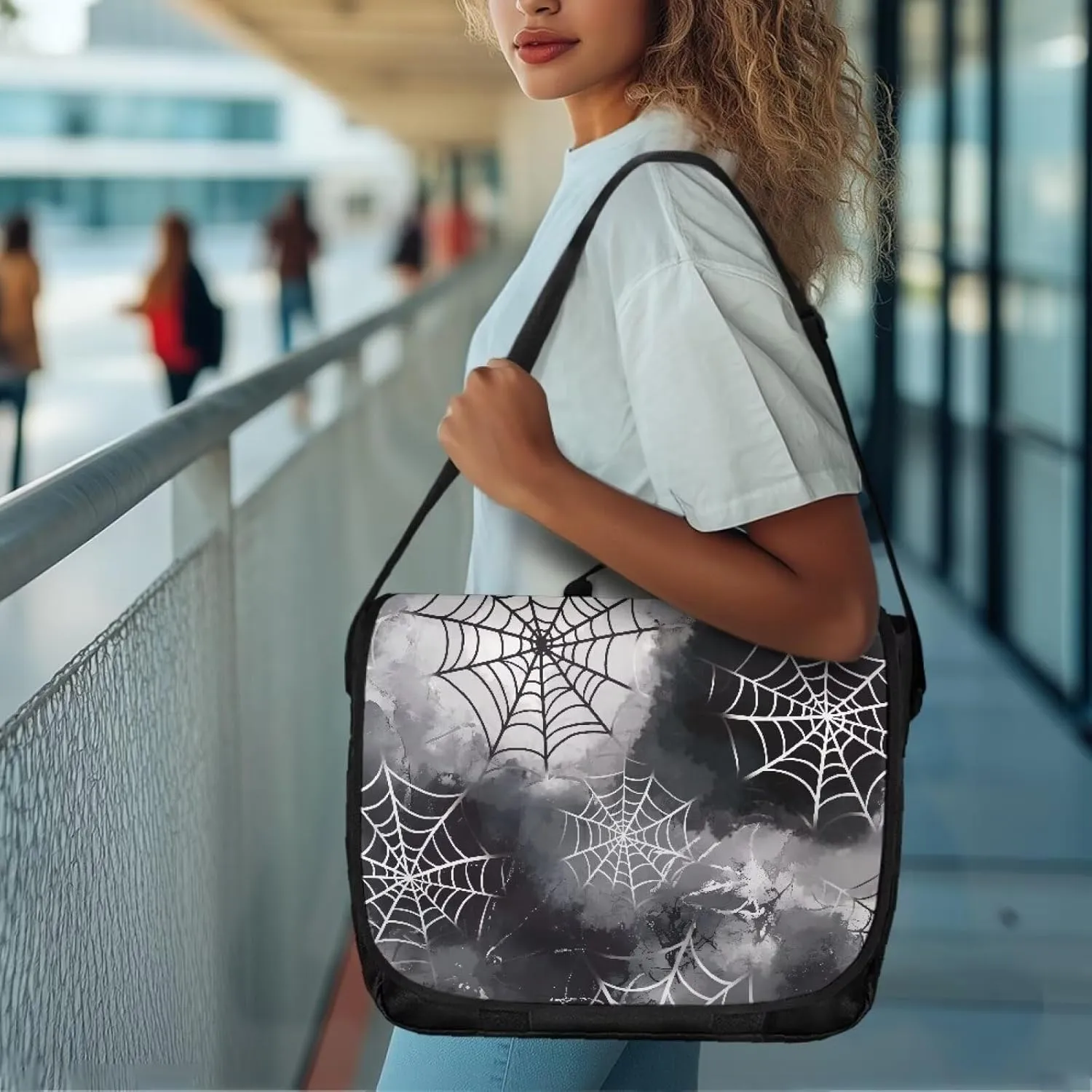 Large Flapover Bag, Messenger bag with Adjustable Shoulder Strap Crossbody Bag Multi-Pocket Messenger Bag
