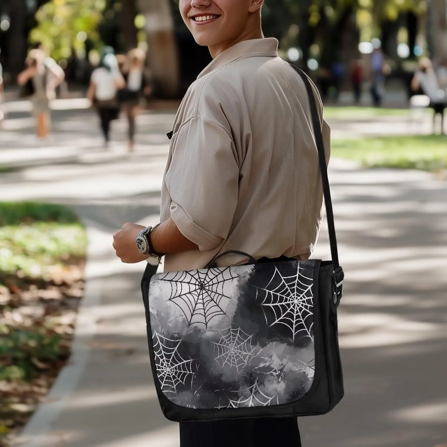 Large Flapover Bag, Messenger bag with Adjustable Shoulder Strap Crossbody Bag Multi-Pocket Messenger Bag