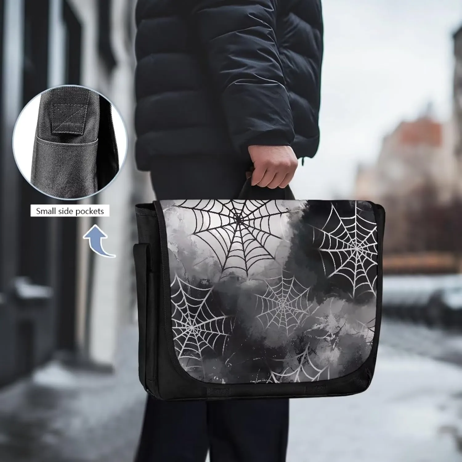 Large Flapover Bag, Messenger bag with Adjustable Shoulder Strap Crossbody Bag Multi-Pocket Messenger Bag