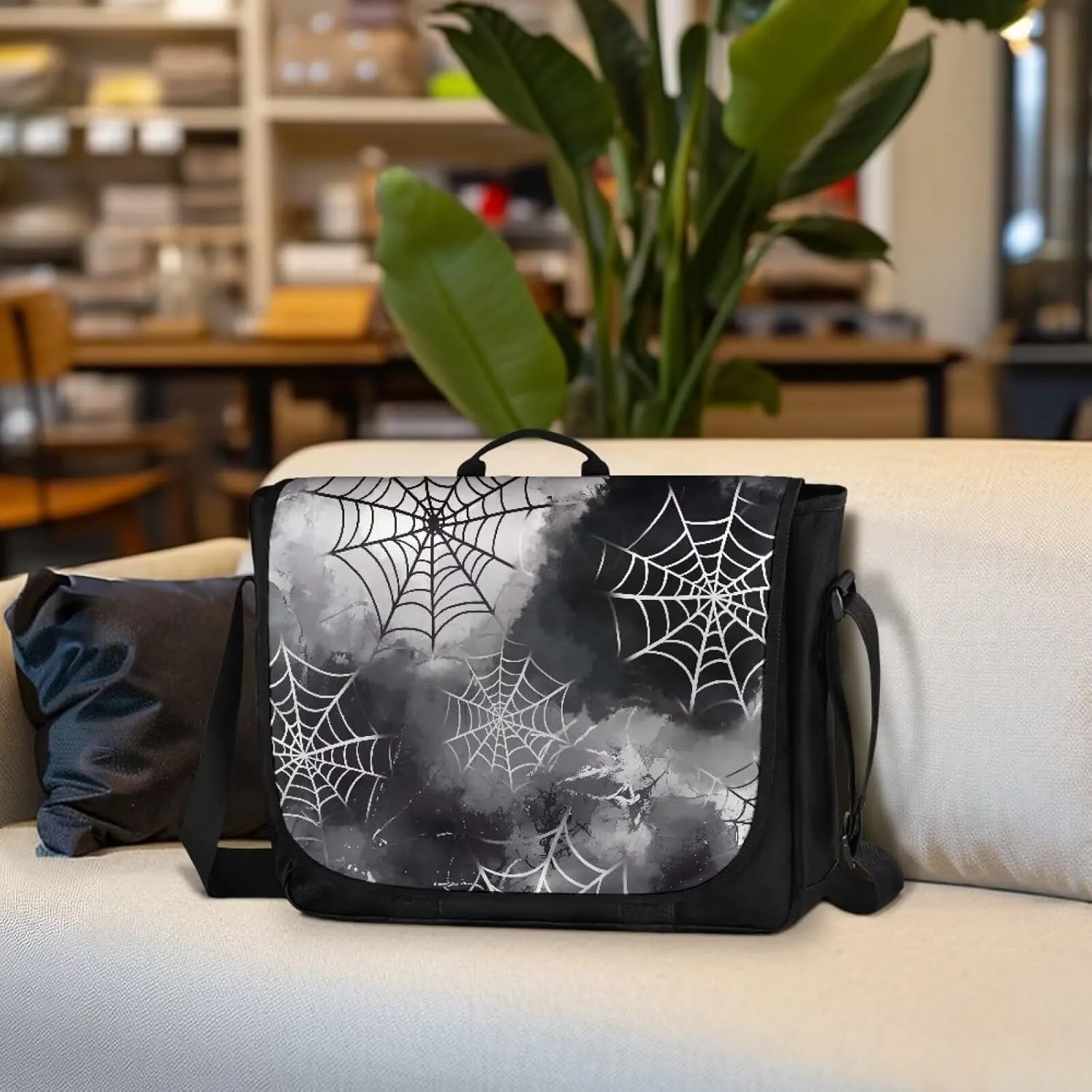 Large Flapover Bag, Messenger bag with Adjustable Shoulder Strap Crossbody Bag Multi-Pocket Messenger Bag