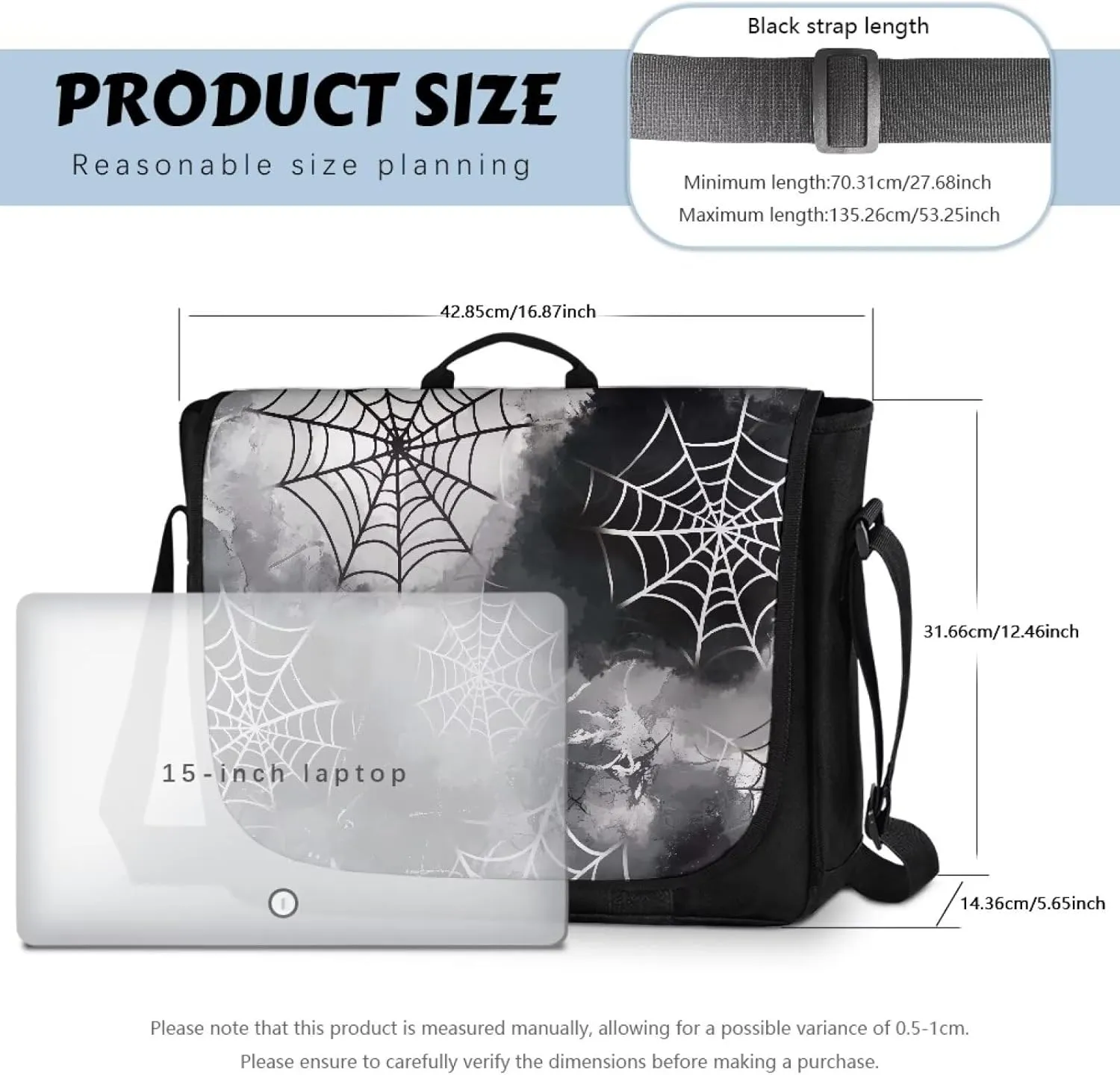 Large Flapover Bag, Messenger bag with Adjustable Shoulder Strap Crossbody Bag Multi-Pocket Messenger Bag