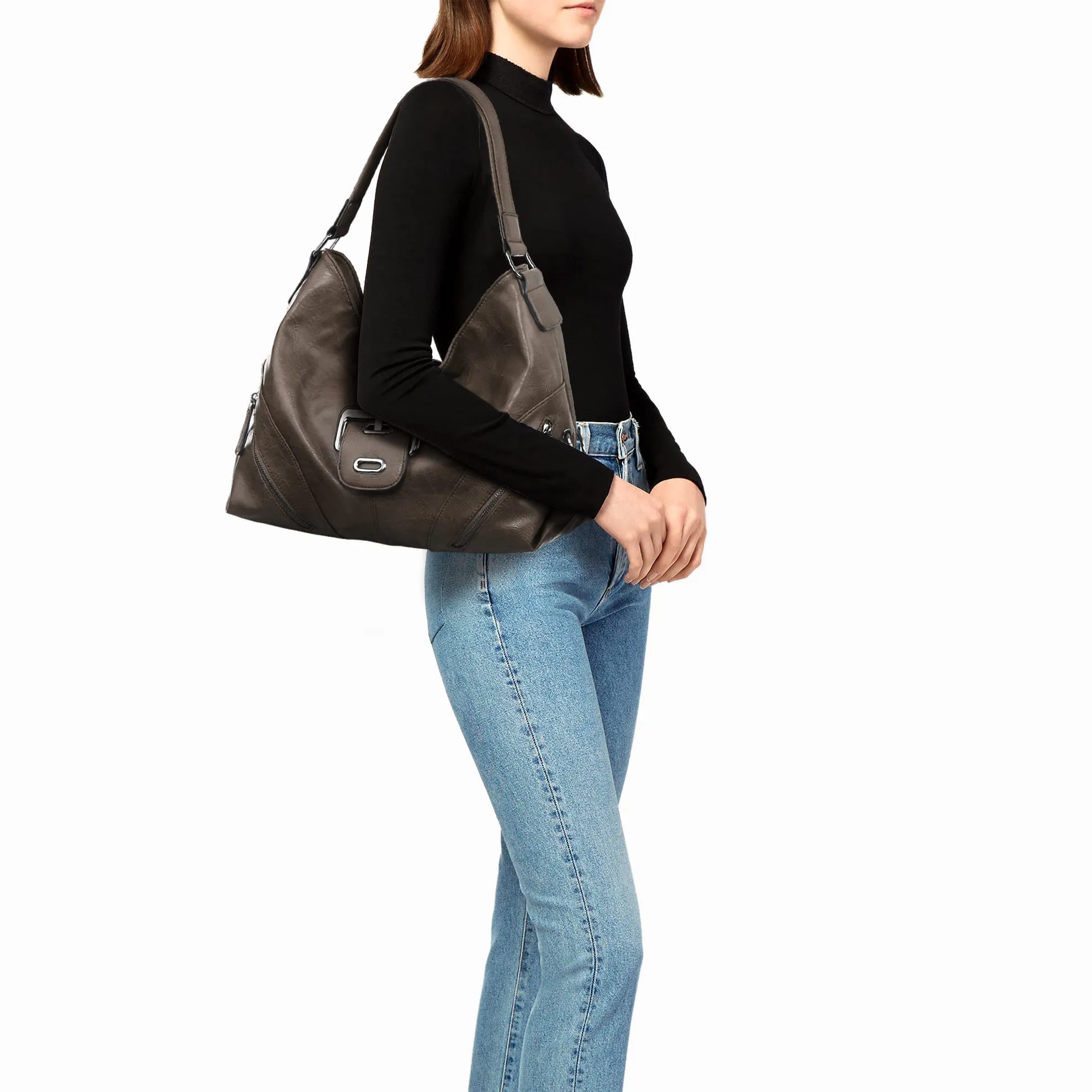 Large Women Hobo Purse Shoulder Bag Ladies Buckle Handbags