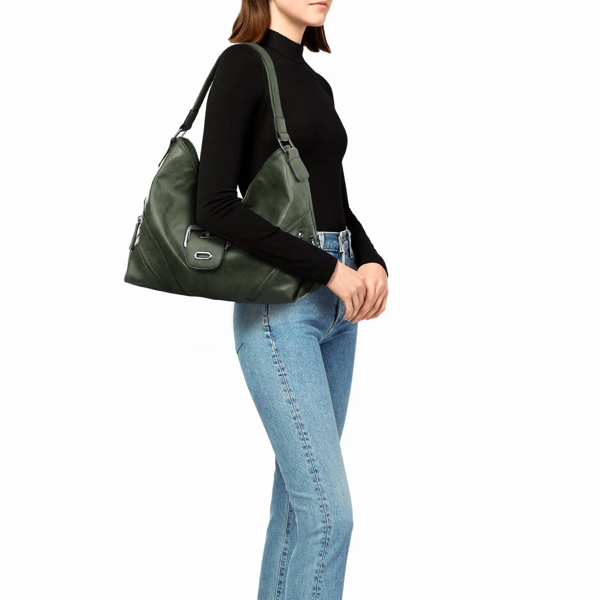 Large Women Hobo Purse Shoulder Bag Ladies Buckle Handbags