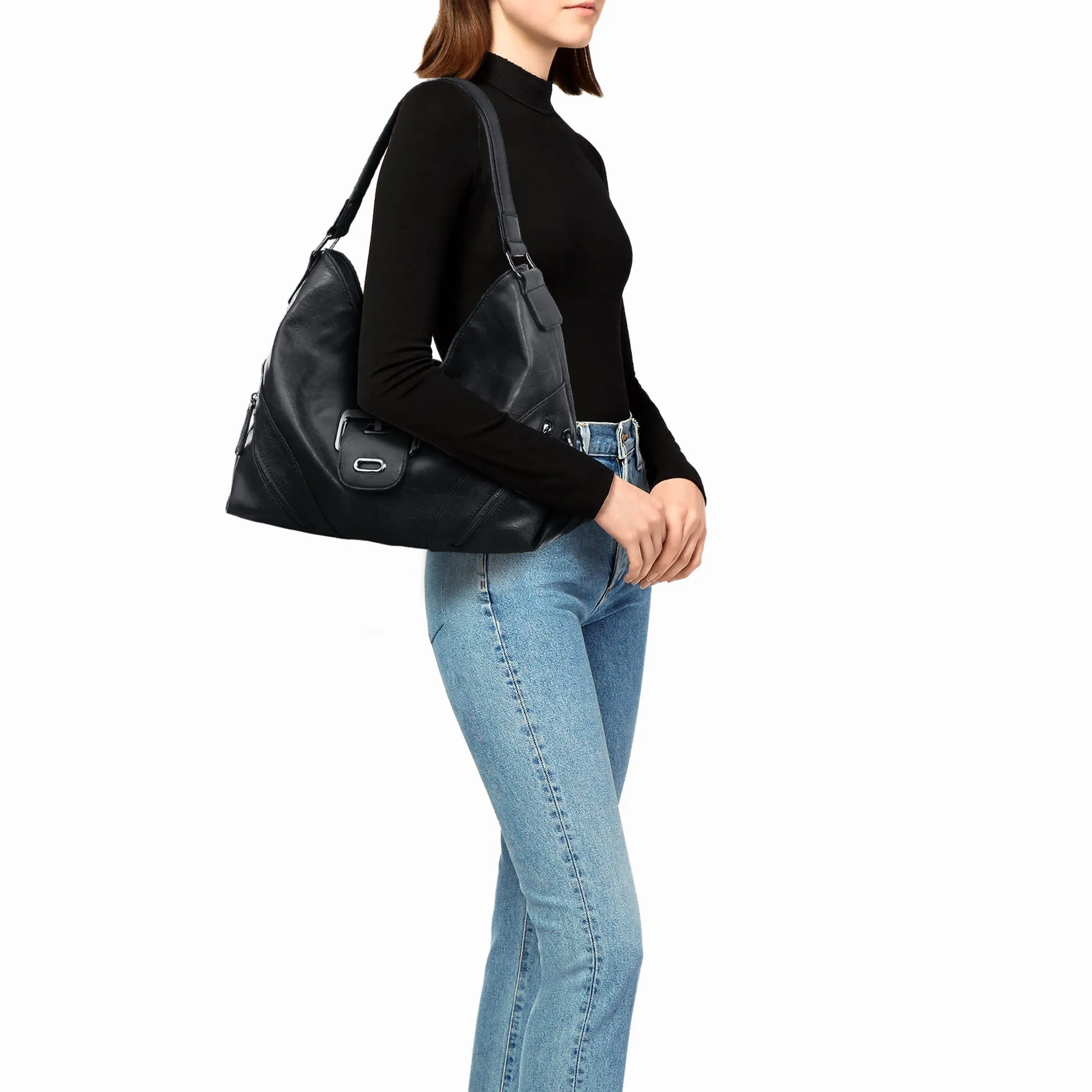 Large Women Hobo Purse Shoulder Bag Ladies Buckle Handbags