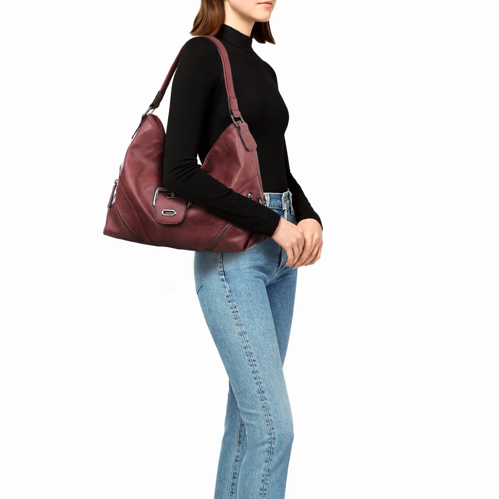 Large Women Hobo Purse Shoulder Bag Ladies Buckle Handbags