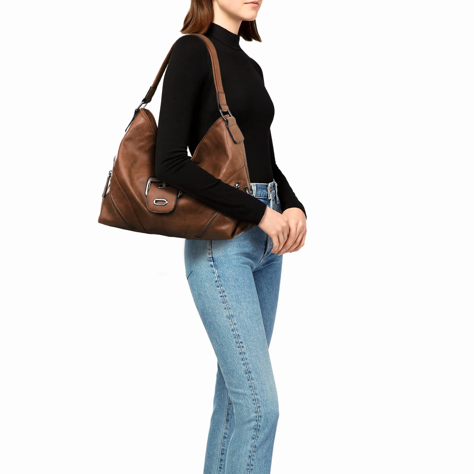Large Women Hobo Purse Shoulder Bag Ladies Buckle Handbags