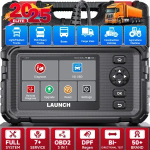 LAUNCH CRP129 HD Heavy Duty Truck Scanner, DPF Regen, Full System Diesel Semi Truck Diagnostic Scan Tool, Speed Limit Adjust 7  Reset Service Commercial Code Reader for Cummins Detroit International