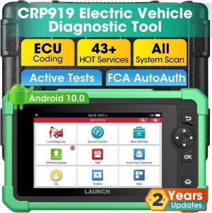 LAUNCH X431 CRP919 EV 2025 Bidirectional Scan Tool, for Electric Vehicles New Energy Cars, All-in-One Full System Diagnostic Scanner, 43  Reset, ECU Coding, CANFD&DOIP, FCA AutoAuth, 2Yrs Free Update