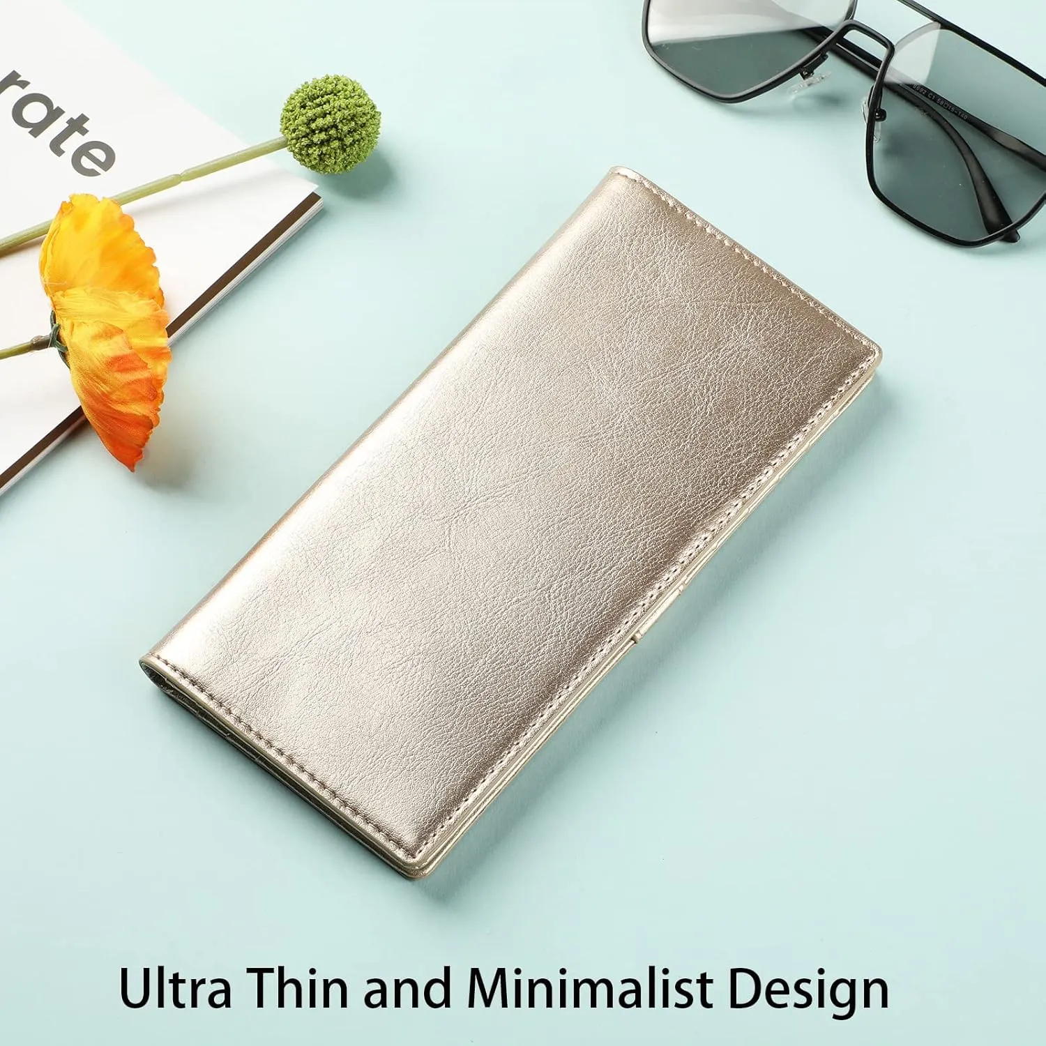 Lavemi Ultra Slim Thin Leather Women Wallet RFID Blocking Credit Card Holder Bifold Long Ladies Billfold