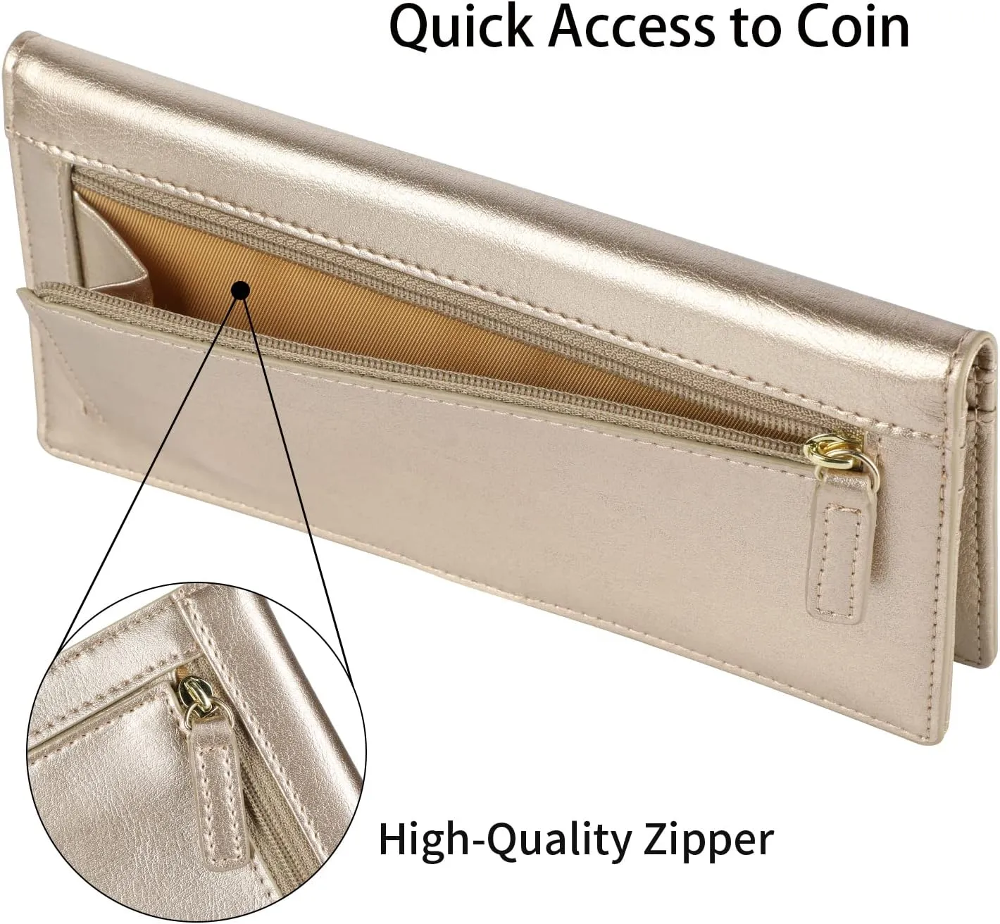 Lavemi Ultra Slim Thin Leather Women Wallet RFID Blocking Credit Card Holder Bifold Long Ladies Billfold