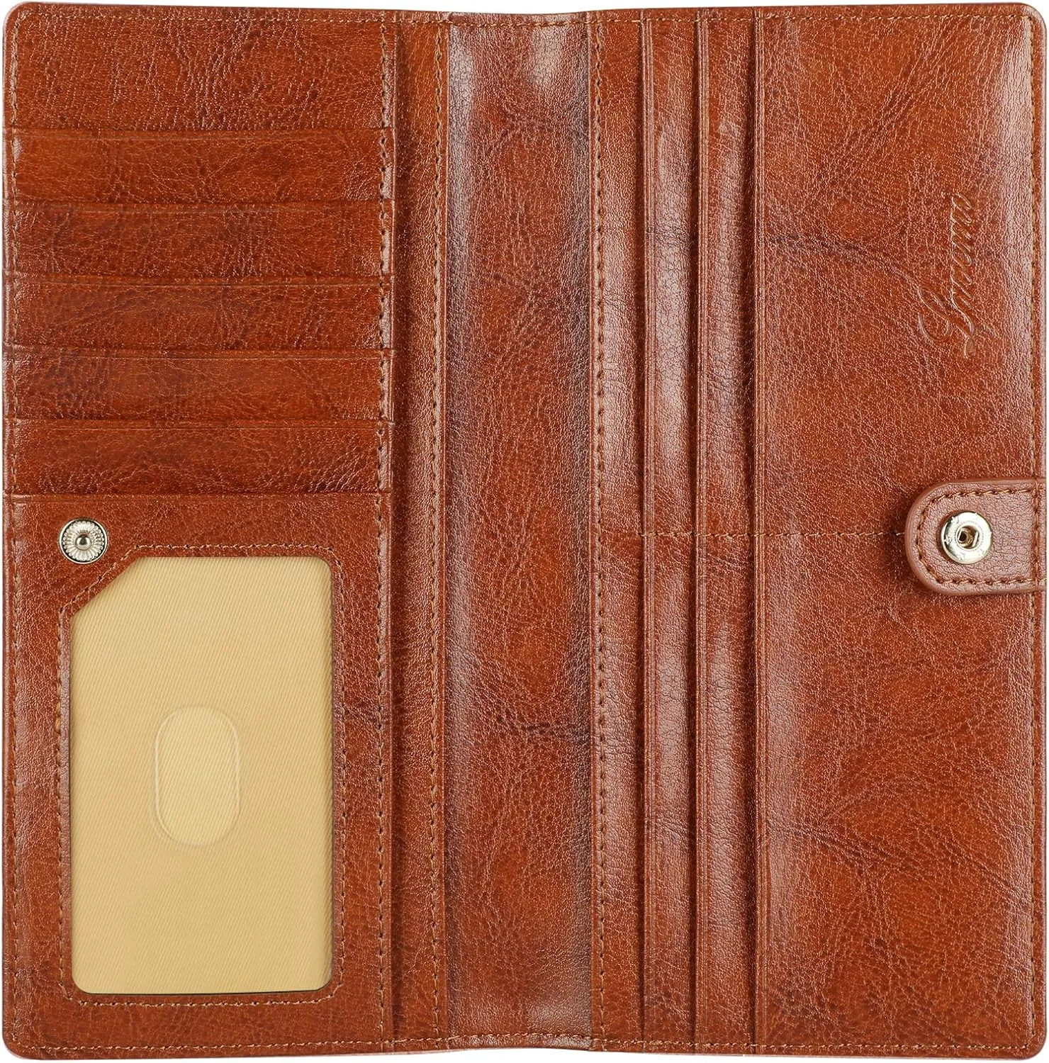 Lavemi Ultra Slim Thin Leather Women Wallet RFID Blocking Credit Card Holder Bifold Long Ladies Billfold