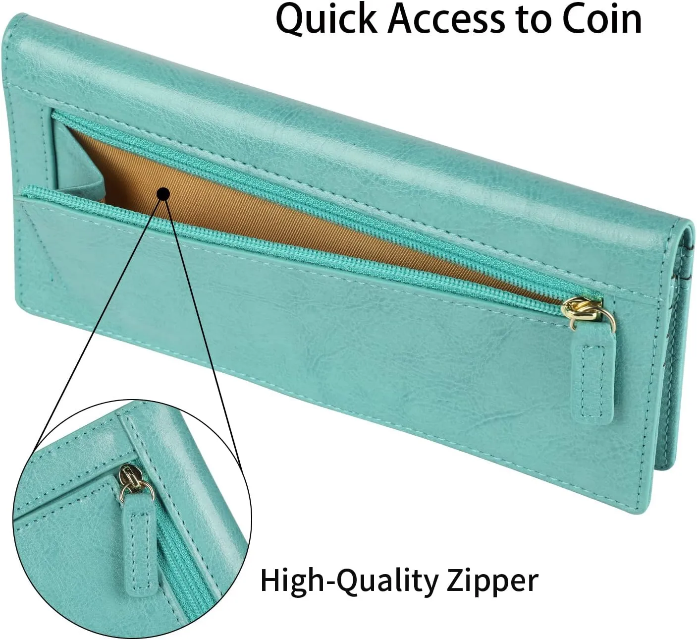 Lavemi Ultra Slim Thin Leather Women Wallet RFID Blocking Credit Card Holder Bifold Long Ladies Billfold