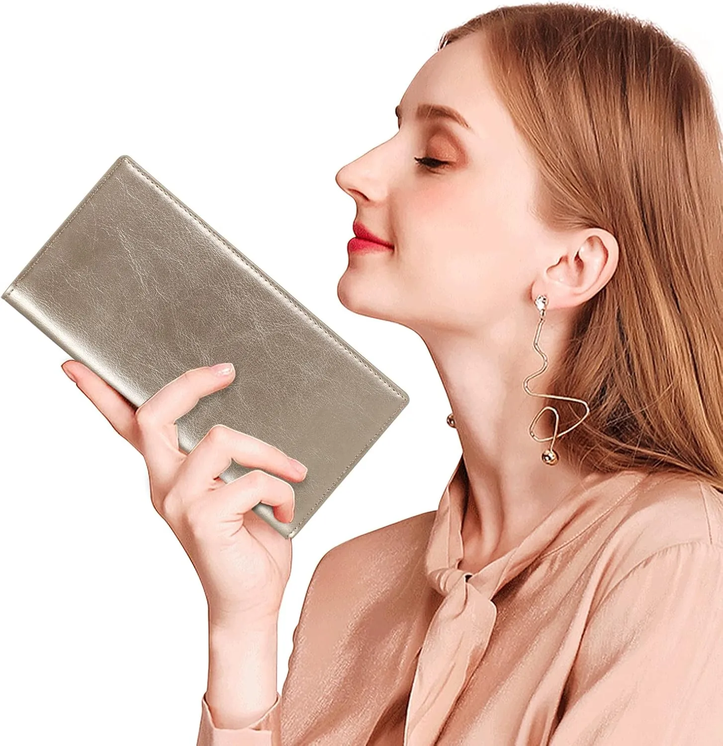 Lavemi Ultra Slim Thin Leather Women Wallet RFID Blocking Credit Card Holder Bifold Long Ladies Billfold