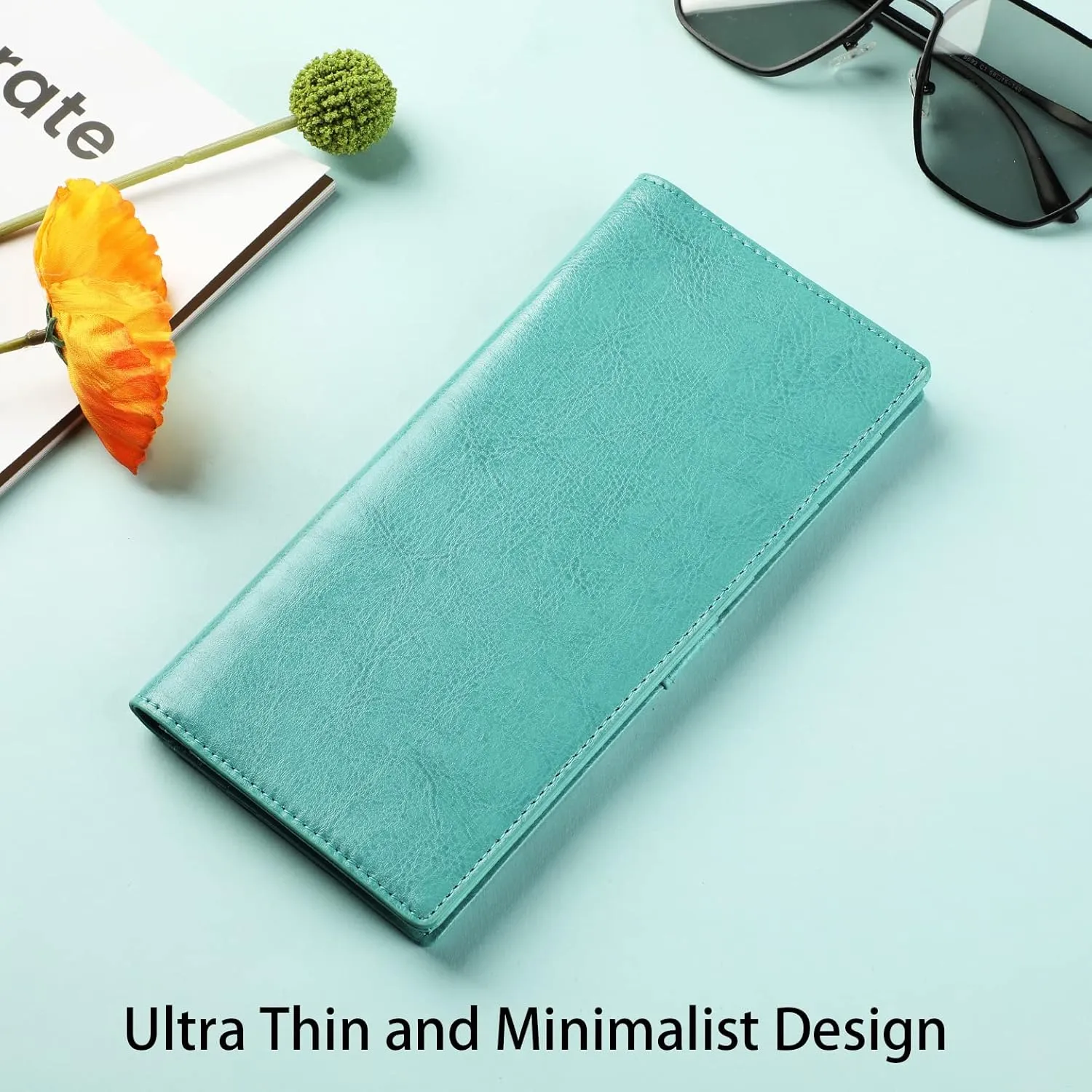 Lavemi Ultra Slim Thin Leather Women Wallet RFID Blocking Credit Card Holder Bifold Long Ladies Billfold