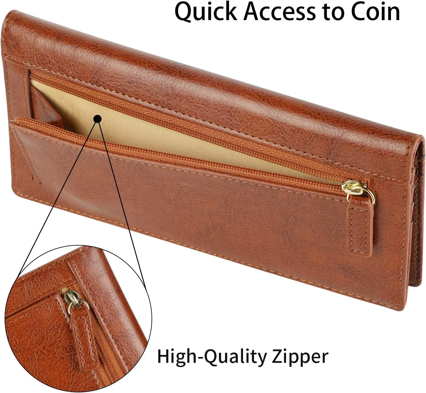 Lavemi Ultra Slim Thin Leather Women Wallet RFID Blocking Credit Card Holder Bifold Long Ladies Billfold