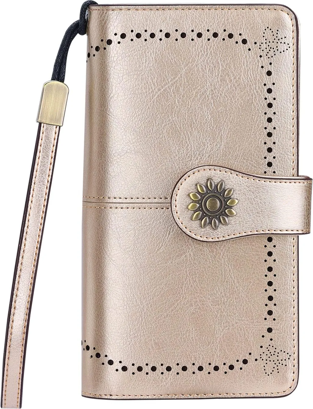 Lavemi Womens Large Capacity Genuine Leather RFID Blocking Wallets Wristlet Clutch Card Holder