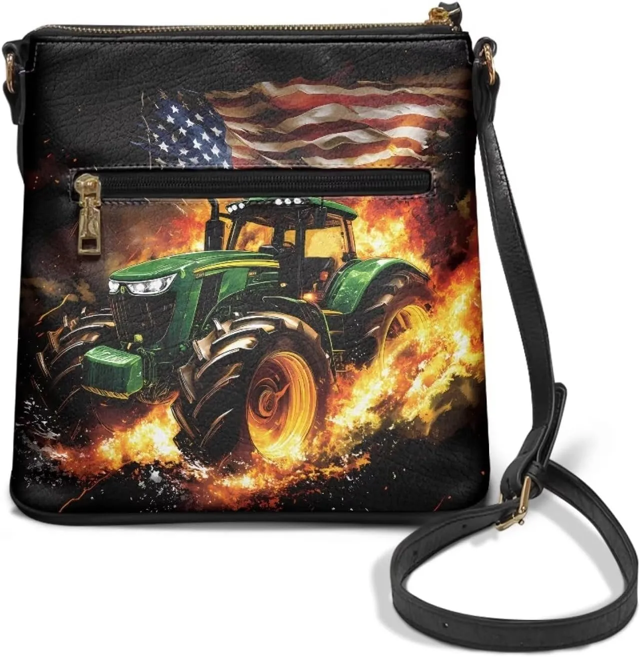 Leather Crossbody Purse for Women Satchel Handbag Purse Shoulder Bag with Adjustable Strap Multi Pockets