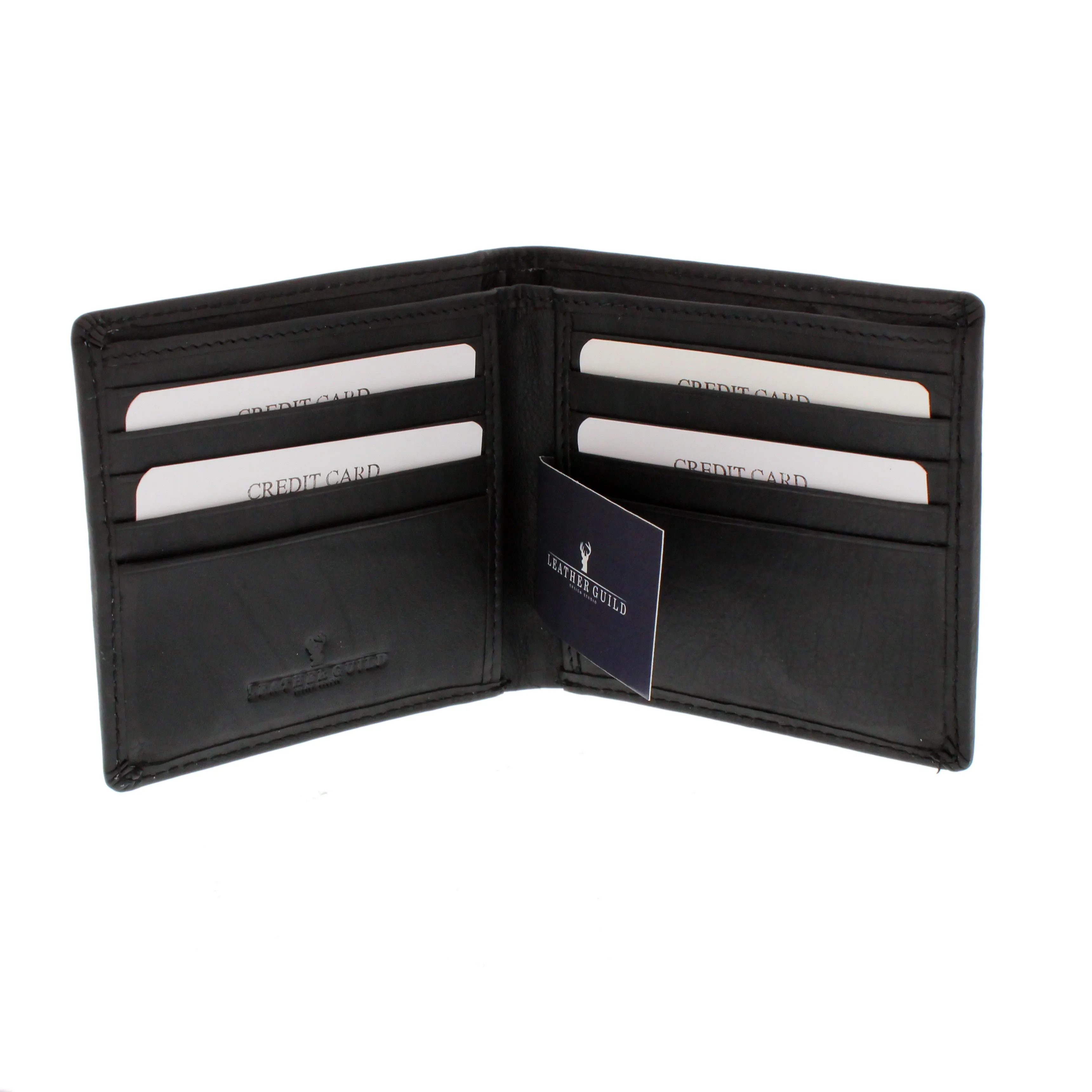 Leather Guild Black Leather Leaping Salmon Engraved Wallet