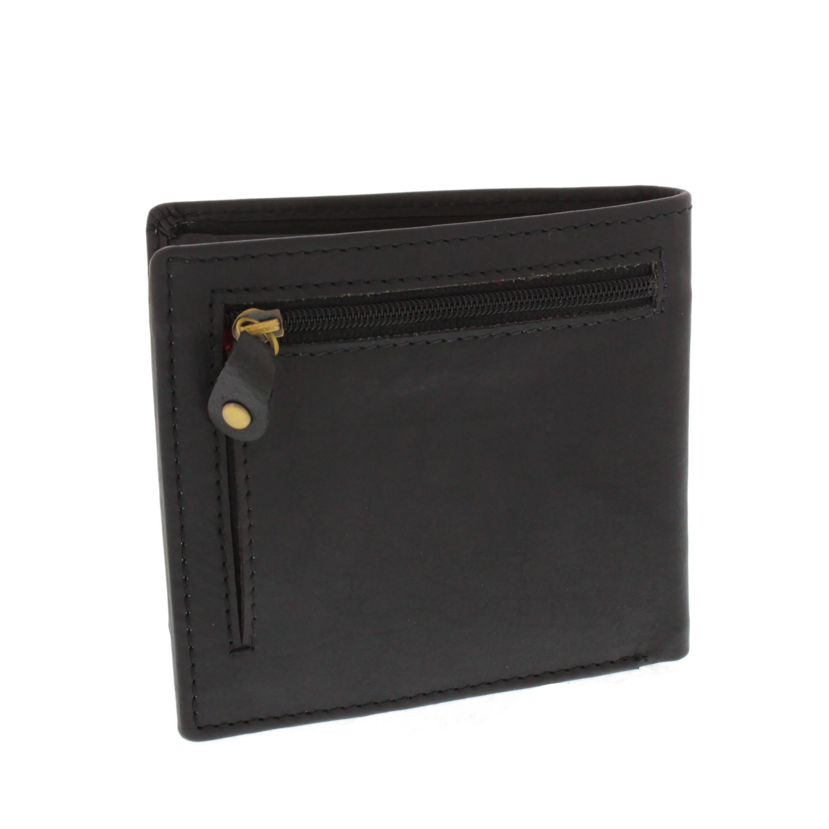 Leather Guild Black Leather Leaping Salmon Engraved Wallet