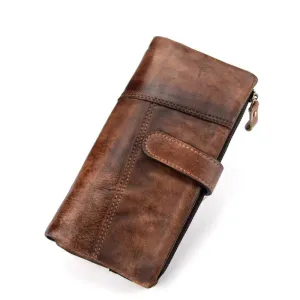 Leather Long Wallet for Men & Women Retro Style Card Purse