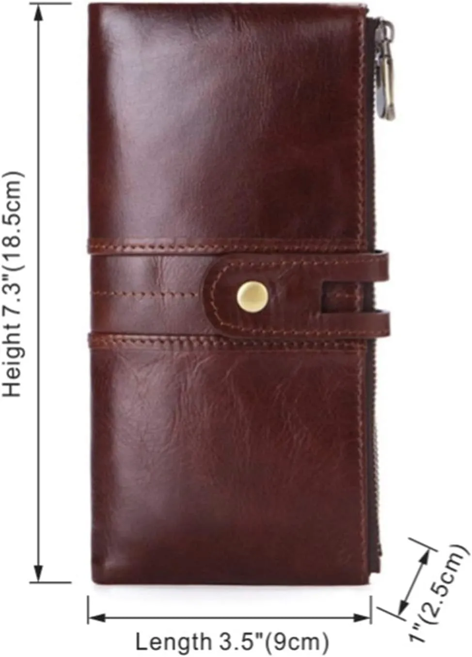 Leather Men Clutch Purse Bag,Long Bifold Wallet Zip Around Clutch Travel Purse for Dad Husband (Color : Brown, Size : 18.5 * 2.5 * 9cm)