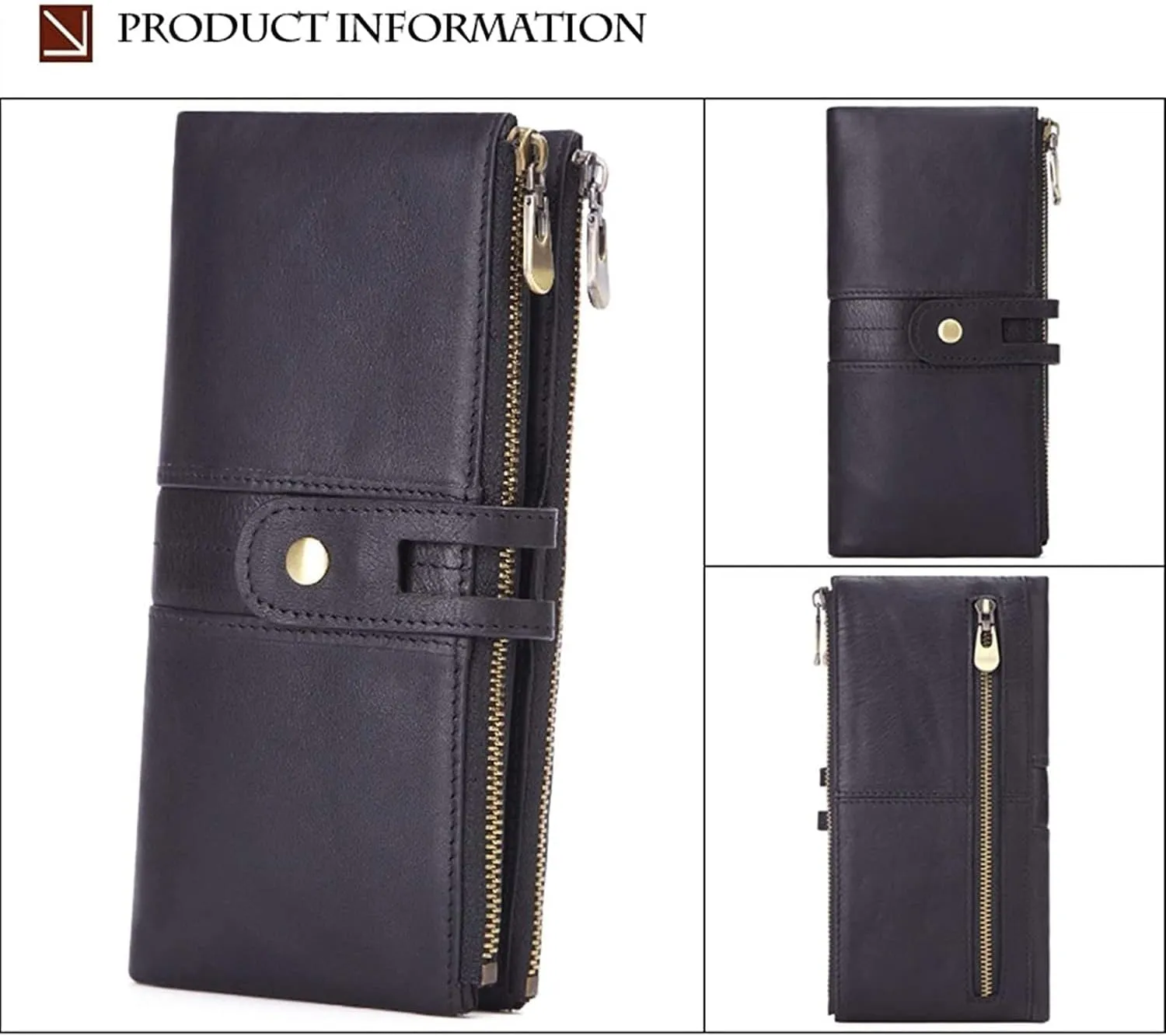 Leather Men Clutch Purse Bag,Long Bifold Wallet Zip Around Clutch Travel Purse for Dad Husband (Color : Brown, Size : 18.5 * 2.5 * 9cm)