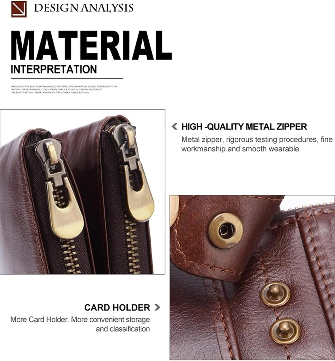 Leather Men Clutch Purse Bag,Long Bifold Wallet Zip Around Clutch Travel Purse for Dad Husband (Color : Brown, Size : 18.5 * 2.5 * 9cm)