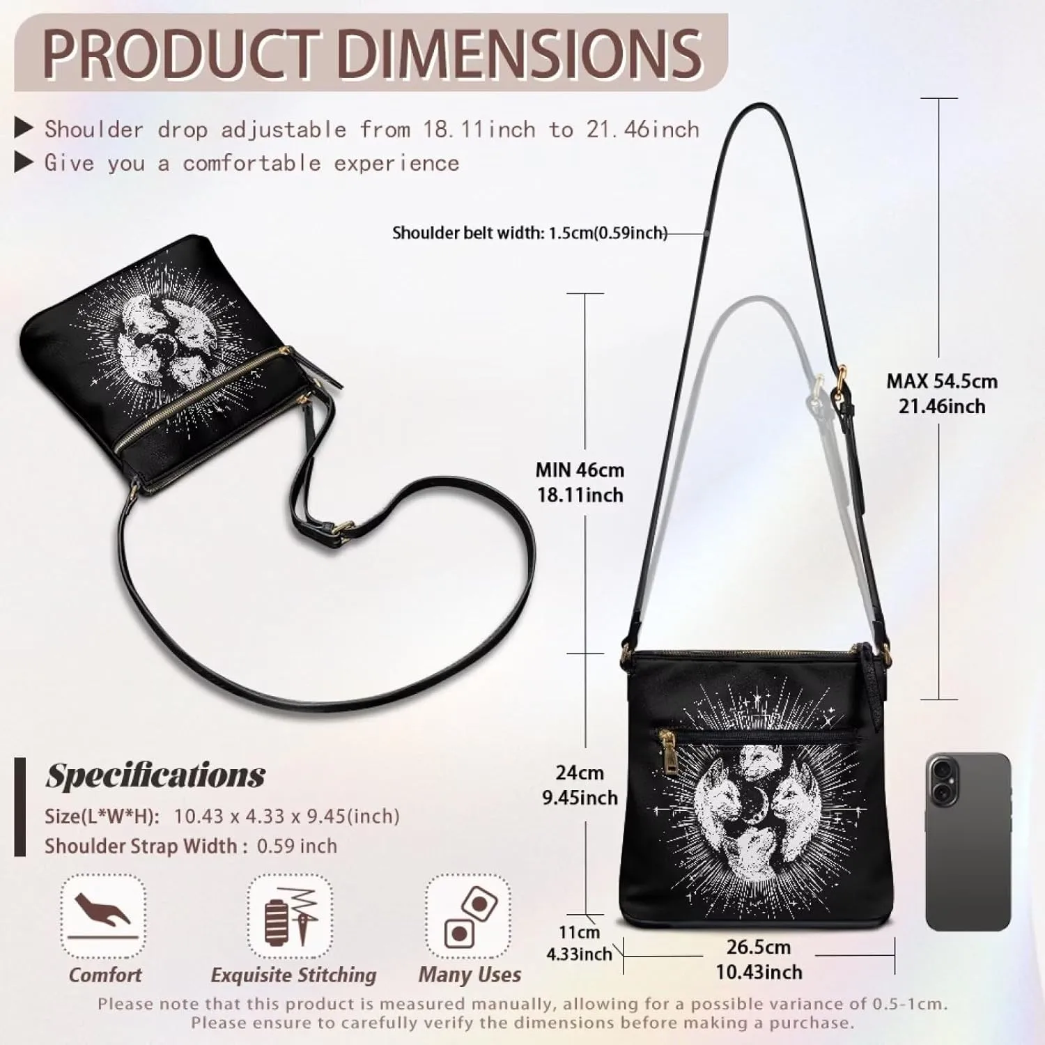 Leather Purses for Women, Leather Hobo Bags for Women Vintage Travel Sling Purse Multi Pockets Shoulder Bag
