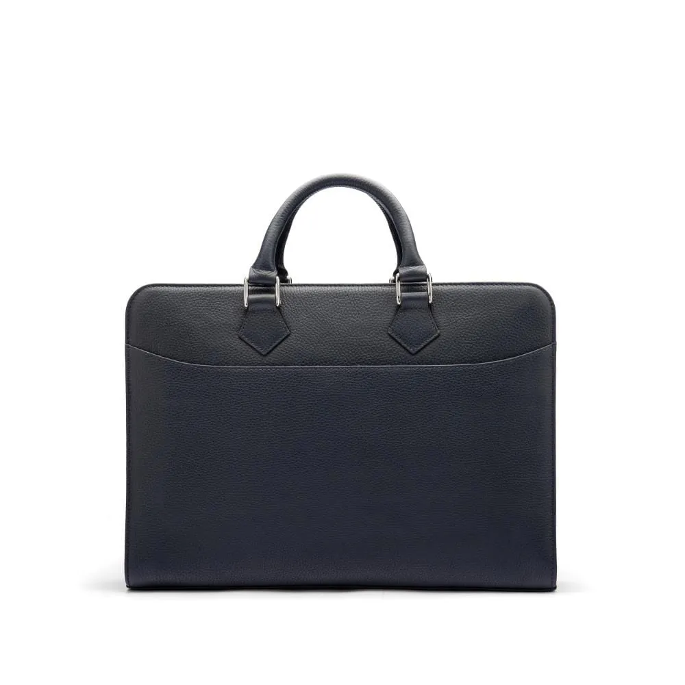 Leather Trinity 13" Laptop Briefcase - Navy