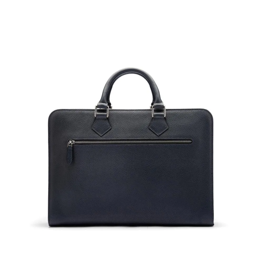 Leather Trinity 13" Laptop Briefcase - Navy