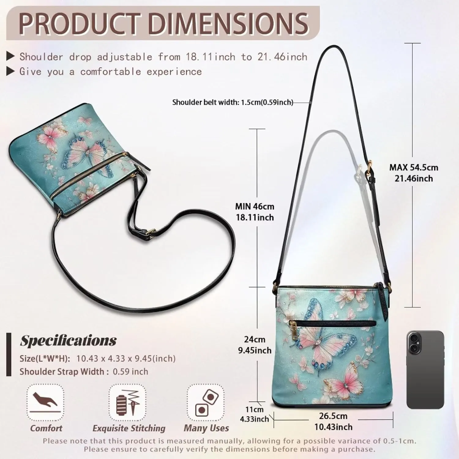 Leather Women Crossbody Hobo Bag Satchel Purse Handbag with Adjustable Shoulder Strap and Zipper Pockets