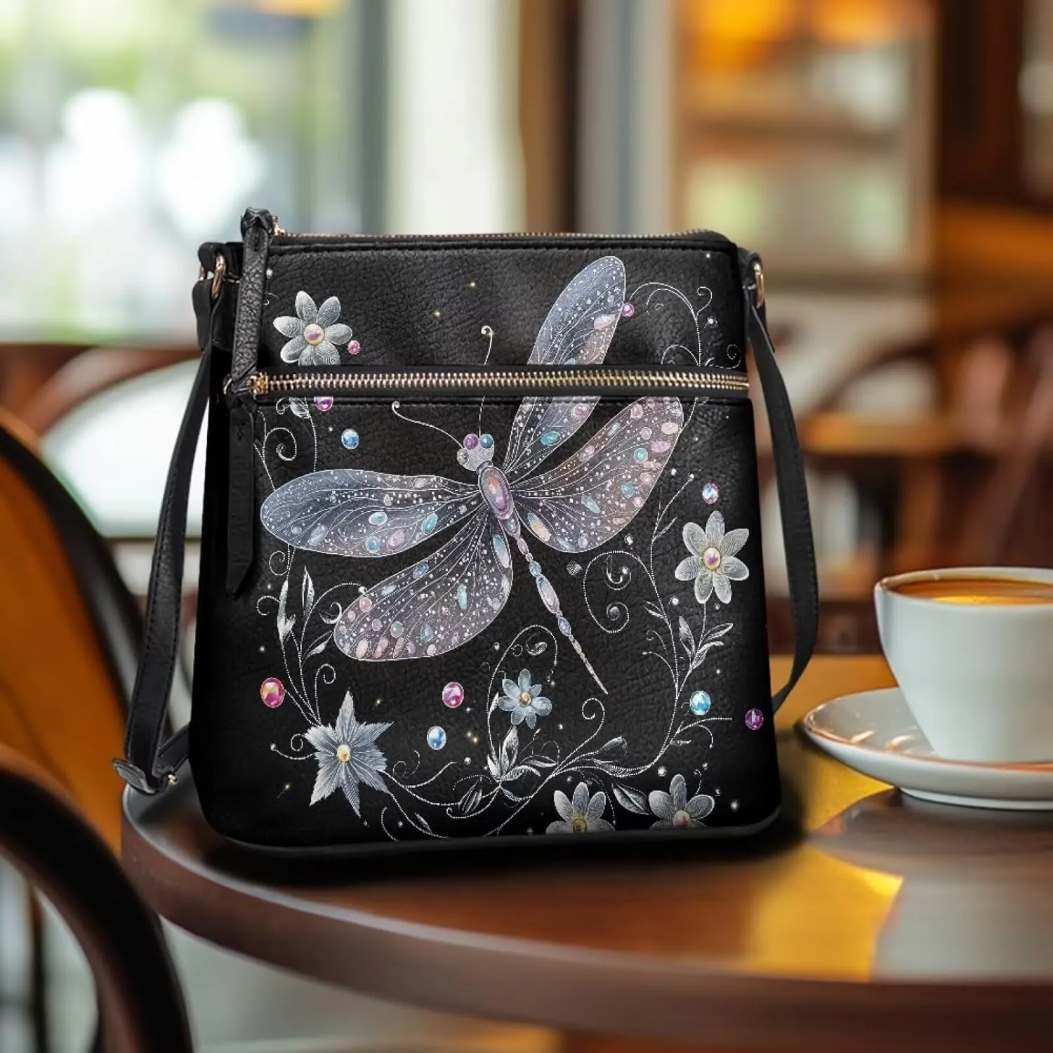 Leather Women Crossbody Hobo Bag Satchel Purse Handbag with Adjustable Shoulder Strap and Zipper Pockets