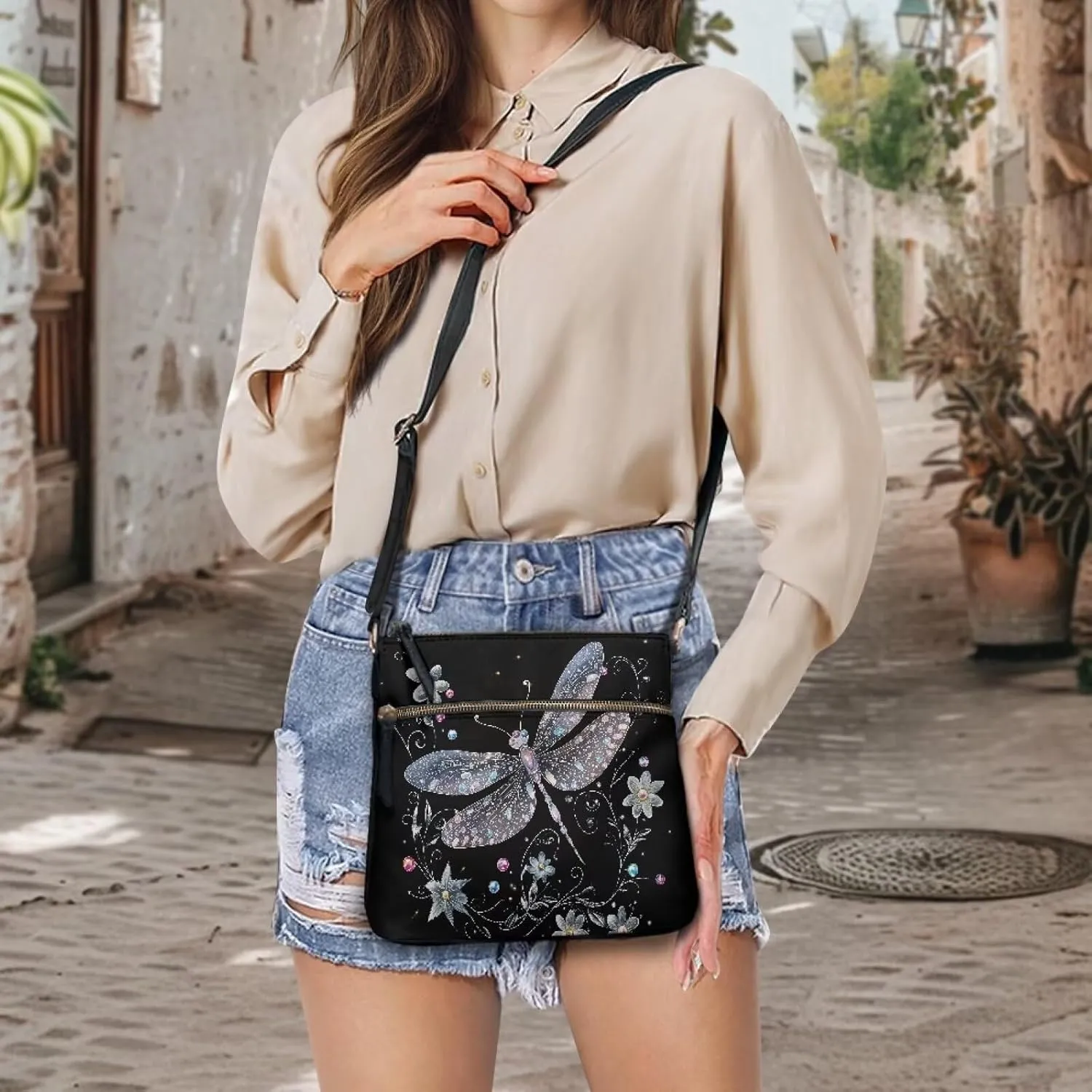 Leather Women Crossbody Hobo Bag Satchel Purse Handbag with Adjustable Shoulder Strap and Zipper Pockets