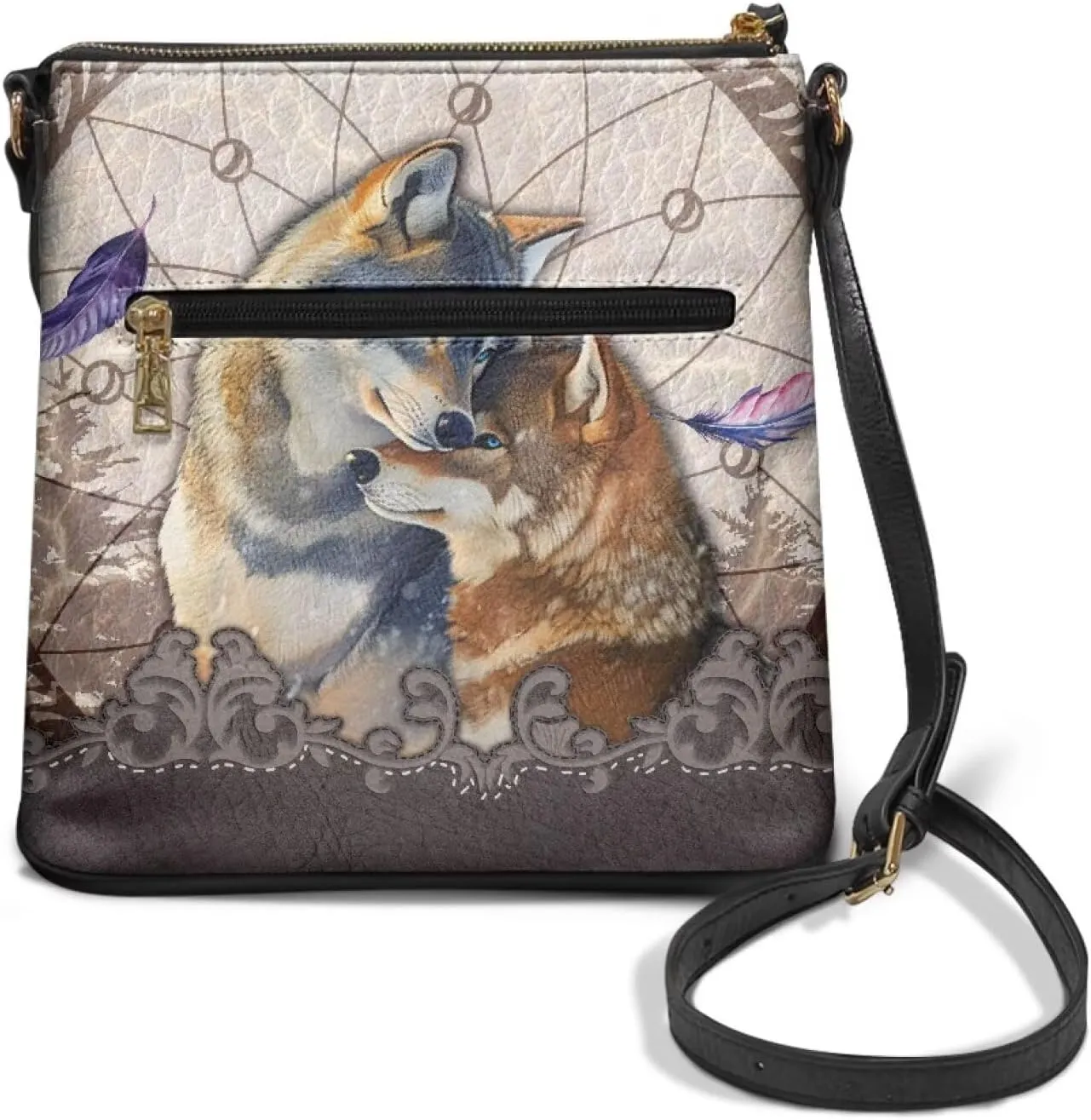 Leather Women Crossbody Hobo Bag Satchel Purse Handbag with Adjustable Shoulder Strap and Zipper Pockets