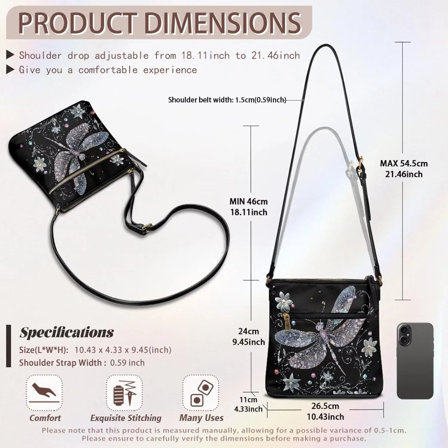 Leather Women Crossbody Hobo Bag Satchel Purse Handbag with Adjustable Shoulder Strap and Zipper Pockets