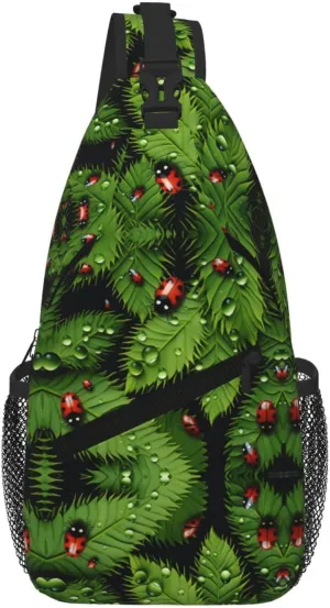 Leaves And Ladybugs Print Cross Chest Bag Diagonally For Short-Distance Travel And Daily Use