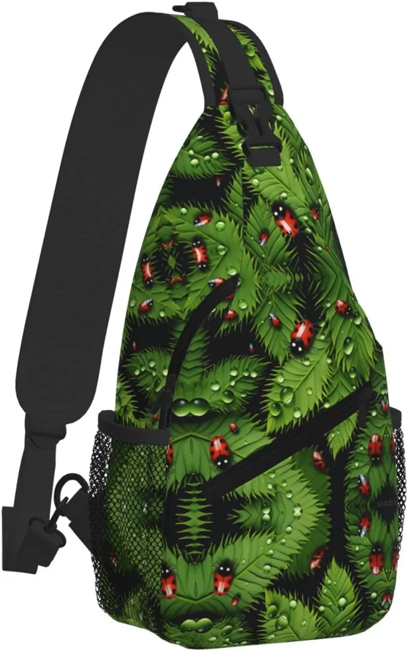 Leaves And Ladybugs Print Cross Chest Bag Diagonally For Short-Distance Travel And Daily Use