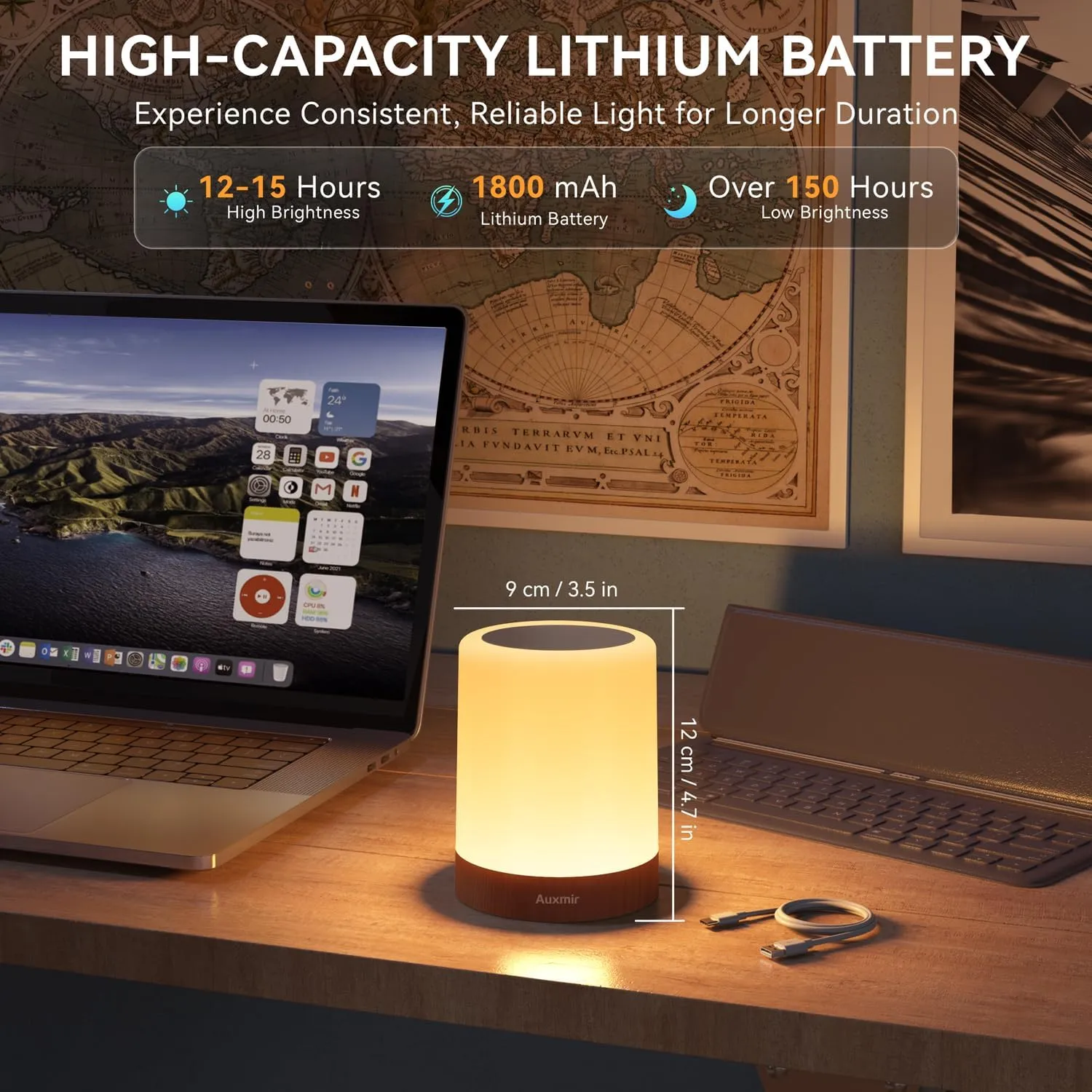 LED Night Light Bedside Lamp Touch and Remote Control Dimmable Tabletop 13 Colors Changing 5 Brightness Adjustable Rechargeable Portable Lamp for Baby Kids Bedroom Living Room Outdoor Camping