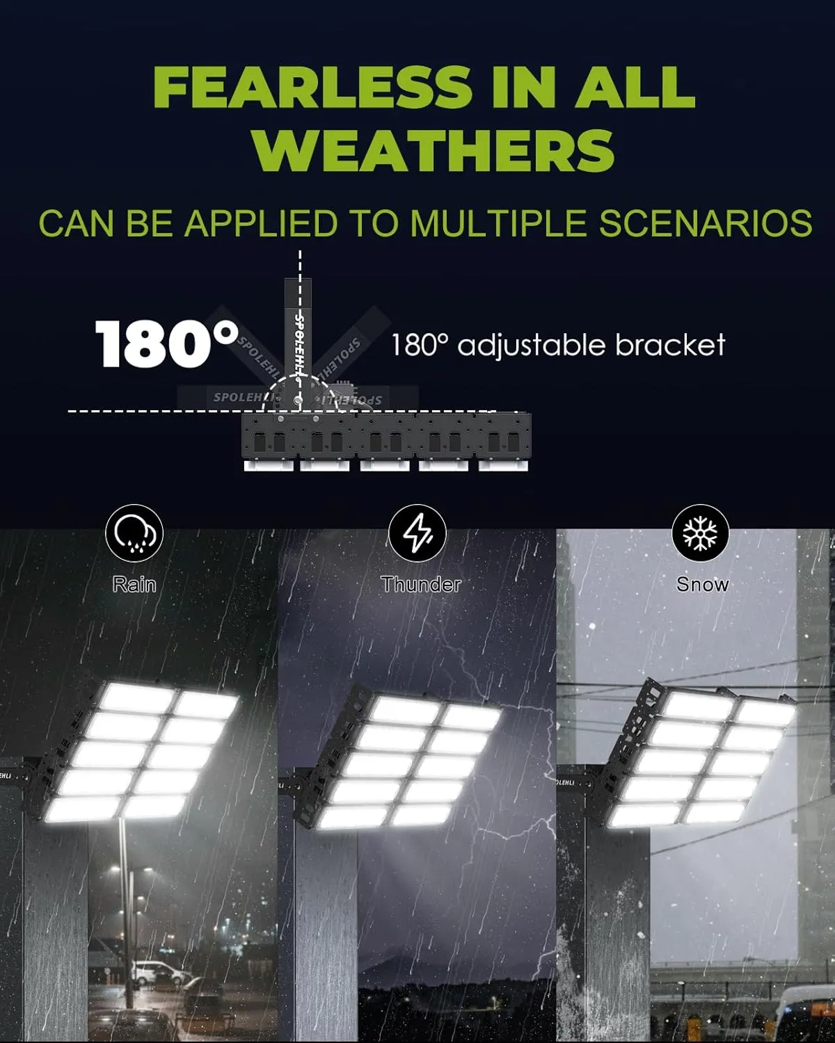 LED Stadium Flood Lights 3000W Equivalent 80000LM Super Bright LED Arena Lights 85-305V IP66 Waterproof 6500K Daylight White 500W Outdoor Lighting Five-Year-Warranty