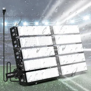 LED Stadium Flood Lights 3000W Equivalent 80000LM Super Bright LED Arena Lights 85-305V IP66 Waterproof 6500K Daylight White 500W Outdoor Lighting Five-Year-Warranty