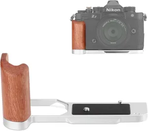 LEFTFOTO Z f Retro Hand Grip L Bracket with Wooden Handgrip for Nikon ZF Camera, Built-in Quick Release Plate for Arca