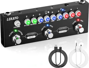 LEKATO Multi Effects Guitar Pedal, with IR Loading 9 AMP Models, Delay Reverb Distortion Overdrive Pedal, Rechargable Electric Guitar Effects Multi Pedal Support Recording,Bluetooth 5.0
