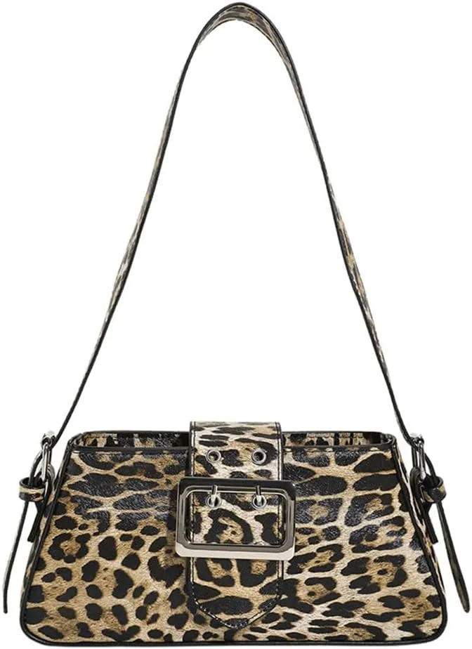 Leopard Print Shoulder Bag Cheetah Print Hobo Handbag Women Leather Vintage Clutch Handbag Purse