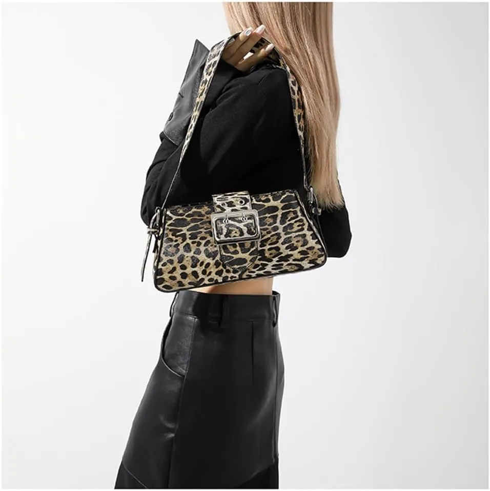 Leopard Print Shoulder Bag Cheetah Print Hobo Handbag Women Leather Vintage Clutch Handbag Purse