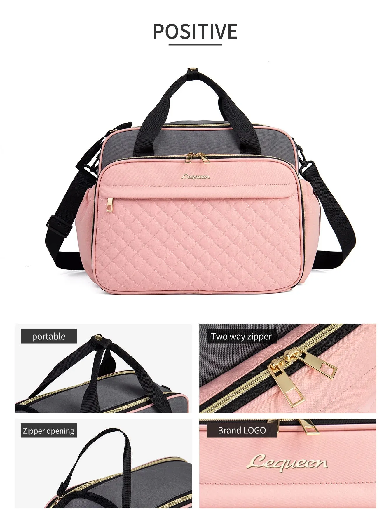 LEQUEEN Mommy Tote Bag - Large Capacity Maternity Diaper Bag, Multi-functional Travel Handbag, Stroller Organizer, Crossbody Bag for Baby Care