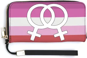 Lesbian Pride Flag Print RFID Blocking Wallet Slim Clutch Wristlet Travel Long Purse for Women Men