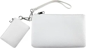 letech  Wristlet Wallet for Women Dual Pouch Wristlet Portable wallet Coin Purse Wristlet Clutch Wallet Purse Credit Card Holder Gifts for Women Ladies Female white