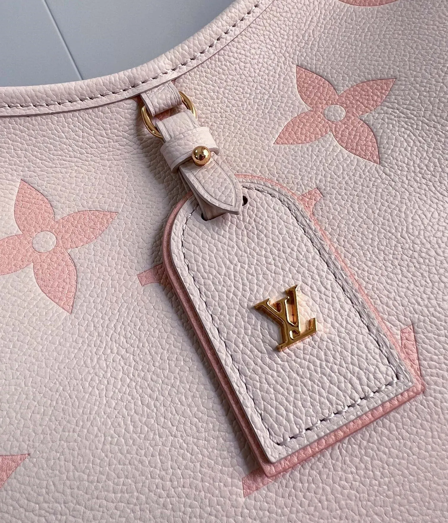 LIGHT CARRYALL Birthday discount PM Complete assortment COWHIDE Vuitton GRAINED MONOGRAM Louis PINK 29 LEATHER